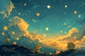 Whimsical stardust collectors, gathering celestial fragments to sprinkle across the sky - Generative AI