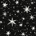 Whimsical starry night pattern on a black background Royalty Free Stock Photo