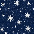 Whimsical starry night sky pattern with bright white stars Royalty Free Stock Photo