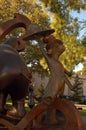 A whimsical statue at the Dr Seuss memorial in Springfield, Massachusetts