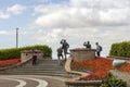 Whimsical statue of famous British comedian Eric Morecambe.