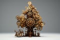 Whimsical Steampunk Christmas Tree AI Generated Illustration