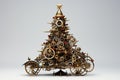 Whimsical Steampunk Christmas Tree AI Generated Illustration