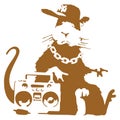 Banksy Rat Mouse with Radio Vector Stencil Art