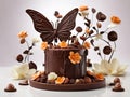 Whimsical Symphony of Chocolates A Luscious Garden Unveiled in Rich Cocoa Blooms and Delicate Butterfly Wings