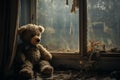 Whimsical Teddy bear window. Generate Ai Royalty Free Stock Photo