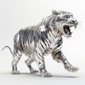 Whimsical Tiger 3d Rendering: Liquid Metal Art Of Burma