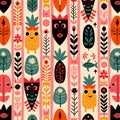 Whimsical Tiki Pattern Royalty Free Stock Photo