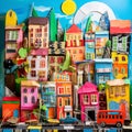 Whimsical Townscape Made from Recycled Materials