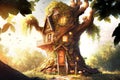 whimsical tree house illustration Royalty Free Stock Photo