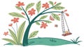 Whimsical Tree with Swing in a Playful Setting, vector design Generative AI Royalty Free Stock Photo