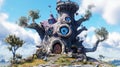 Whimsical treehouse with unique architectural features