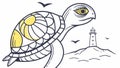 Whimsical Turtle with Lighthouse & Sailboat Shell, vector design Generative AI Royalty Free Stock Photo