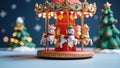 Whimsical ultraclear Christmas carousel claymation anime background Royalty Free Stock Photo