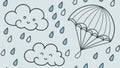 Whimsical Umbrella & Raindrops Seamless Pattern, vector design Generative AI Royalty Free Stock Photo