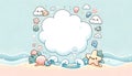 Whimsical Underwater Scene with Kawaii Sea Creatures and Clouds Royalty Free Stock Photo