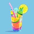 A whimsical and vibrant citrus cocktail, complete with a pink straw