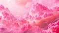 Whimsical watercolor animation showcases drifting pink clouds in the sky.