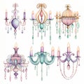 Whimsical Watercolor Chandeliers Collection With Soft Pastel Colors