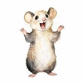 Whimsical Watercolor Illustration Of A Joyful White Mouse Royalty Free Stock Photo