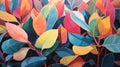 Whimsical Watercolor Rubber Plant Leaves AI Generated