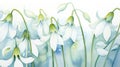 Whimsical Watercolor Snowdrop Petals Hanging Delicately AI Generated