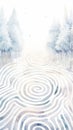 Whimsical Watercolor Snowy Labyrinth with Christmas Wishes AI Generated