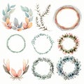 Whimsical Watercolor Wreaths In Soft Pastel Colors