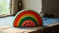 Whimsical Watermelon Wonder: Eco-Friendly Wooden Rainbow Toy for Kids in