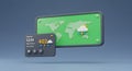 Whimsical Weather App Interface with Global Map and Forecast Display Royalty Free Stock Photo
