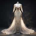 Whimsical Whispers: Captivated by Intricate Lacework and Beading on a Mesmerizing Wedding Gown