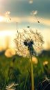 Whimsical Whispers: Dandelion Ballet in Summer Breeze Royalty Free Stock Photo