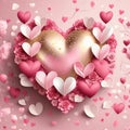 Whimsical Whispers: Pink Hearts and Flowers Adorning a Valentine's Day Scene