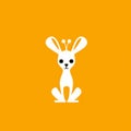 Whimsical White Bunny Logo: Conceptual Minimalism In Orange On Yellow Background