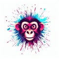 Whimsical Wilderness: Monkey Face Vector Art on White Canvas,Generative AI