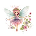 Whimsical winged beauties, vibrant clipart of colorful fairies with playful wings and beautiful flower accents