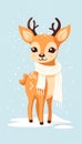 Whimsical Winter: A Playful Deer Scarf in a Colorful Portrait of