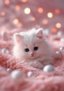 Whimsical Winter Wonderland: A Charming Scene of a White Kitten