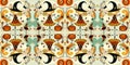 Whimsical witch offbeat Halloween pattern symmetrical wallpaper Royalty Free Stock Photo