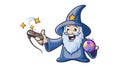 Whimsical Wizard Casting a Magic Spell, vector design Generative AI Royalty Free Stock Photo