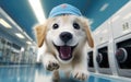 Whimsical wonder: adorable animation brings to life a cute and funny golden retriever puppy in a charming cartoon