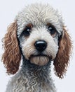 Whimsical Wonder: Captivating Watercolor Portrait of a Fluffy Poodle Puppy