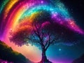 Whimsical Wonderland: Capturing the Vibrant Magic of Rainbow Trees in the Galaxy Environment