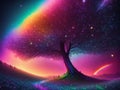 Whimsical Wonderland: Capturing the Vibrant Magic of Rainbow Trees in the Galaxy Environment