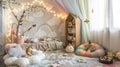 Whimsical Wonderland: Enchanted Forest Nursery Room with Tree Branch Mobiles