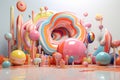 Whimsical Wonders: Abstract Pink 3D Render Unfolds in Colorful Splendor