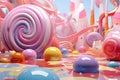 Whimsical Wonders, Abstract Pink 3D Render Unfolds in Colorful Splendor