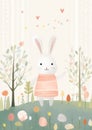 Whimsical Woodland Bunnies: A Vector Illustration of Adorable Ra