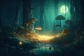 Whimsical Woods: A Surrealistic Illustration of a Dreamlike Forest