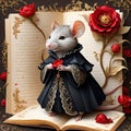 In the whimsical world of Ratopia, there lived a cute rat who was known for her exquisite dark gown that shimmered in the light.